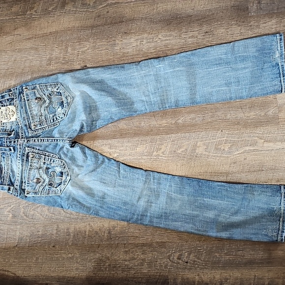 Rock Revival Blue Denim Jeans with Orange Accents - Picture 4 of 5